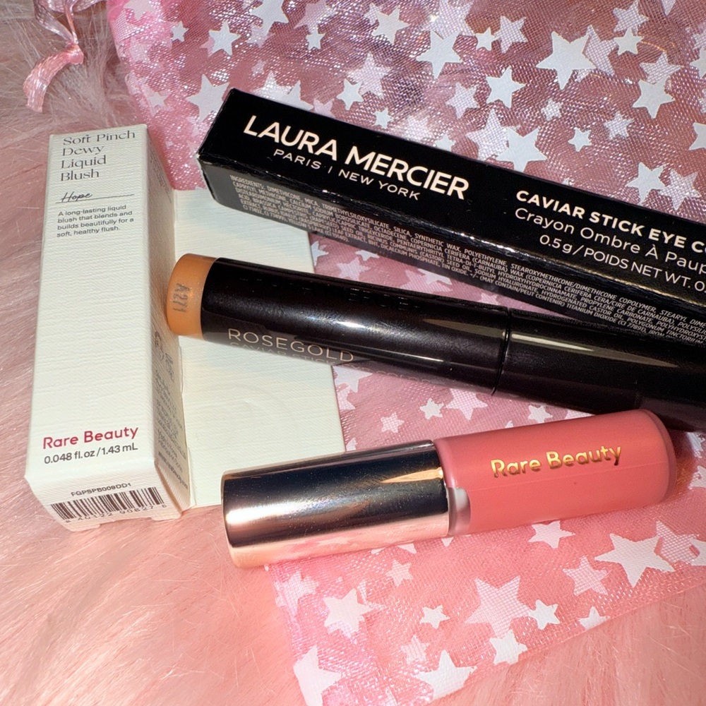 Rare Beauty/Laura Mercier Duo. Soft Pinch Blush- Hope - & Caviar Stick-Rosegold
